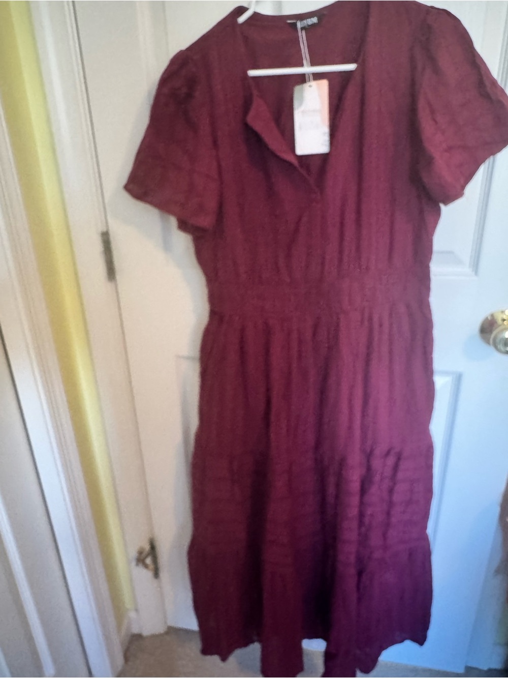 Casual Burgundy Midi Dress by Unknown Brand Large